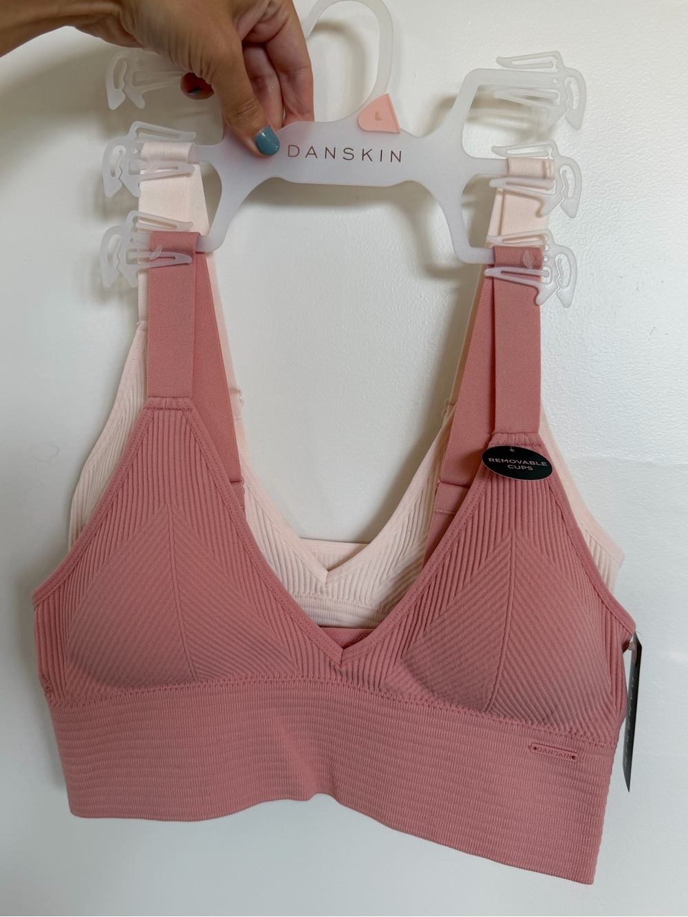 Danskin Women's Seamless V-Neck Bralette - Dusty Rose, 2 Pack